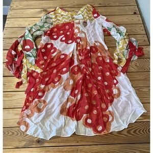 NWT Almirah Patterned Flare Sleeve Dress Size Medium Women’s Red
